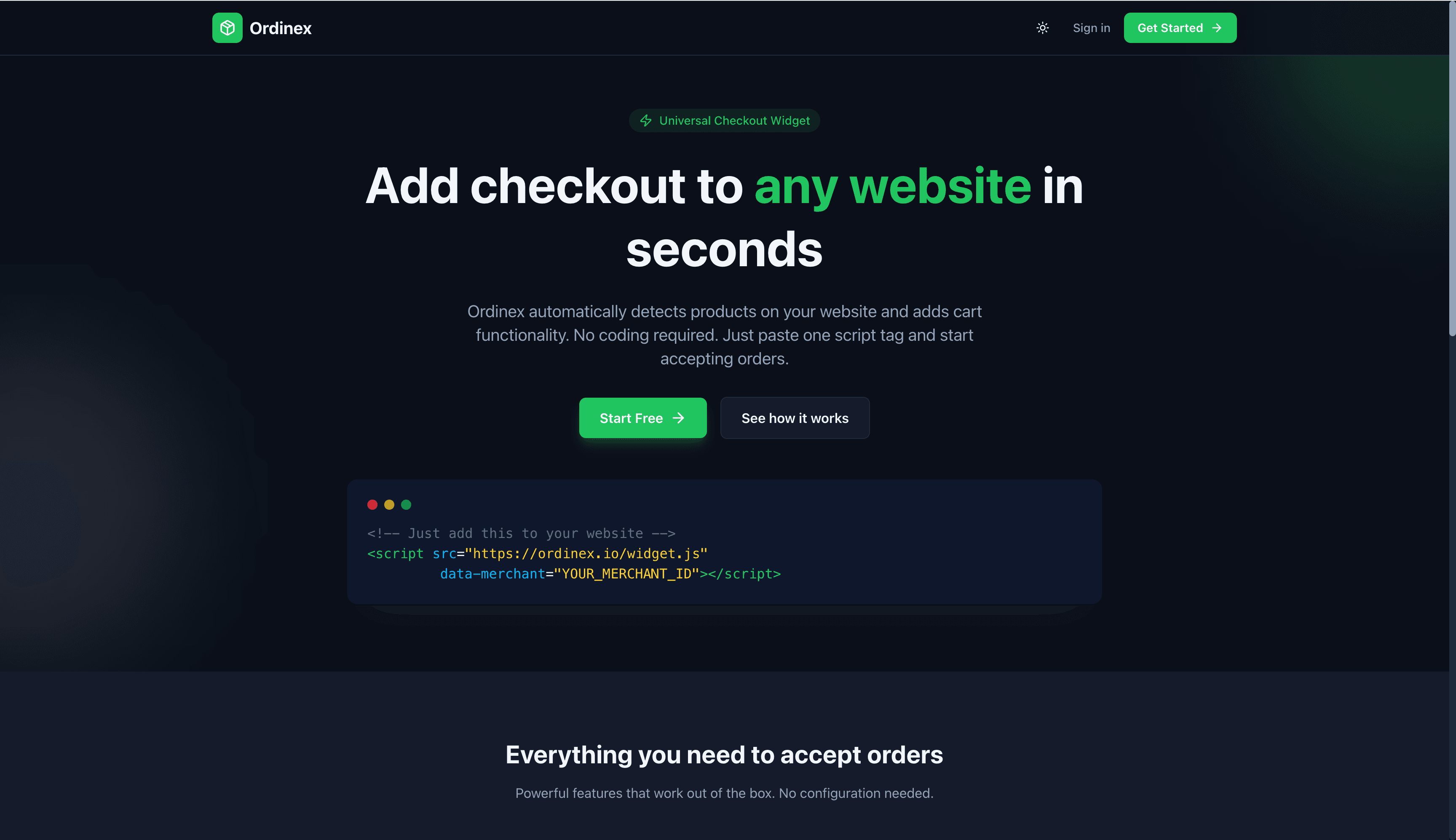 Ordinex — Universal Checkout Widget screenshot